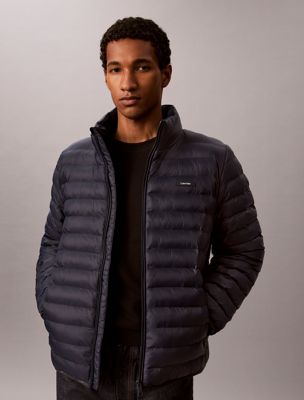 blue lightweight puffer jacket for men calvin klein