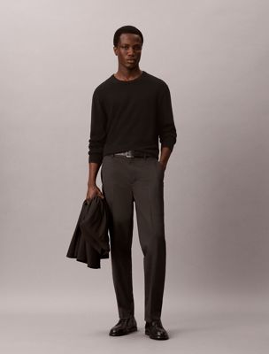 grey regular tapered trousers for men calvin klein