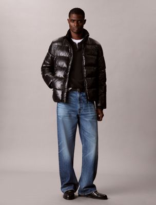 doudoune en nylon haute brillance black pour hommes calvin klein