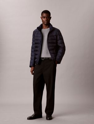 blue lightweight down puffer jacket for men calvin klein