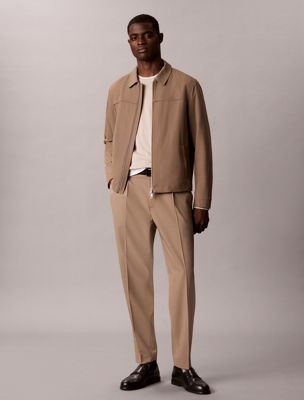 brown tapered tailored trousers for men calvin klein