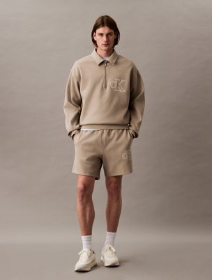 khaki double rib logo short for men calvin klein jeans