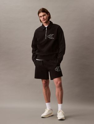 black double rib logo short for men calvin klein jeans