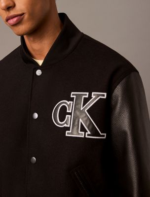 black varsity bomber jacket for men calvin klein jeans