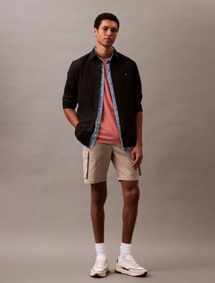 grey cotton twill cargo shorts for men calvin klein jeans