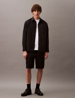 black cotton twill cargo shorts for men calvin klein jeans