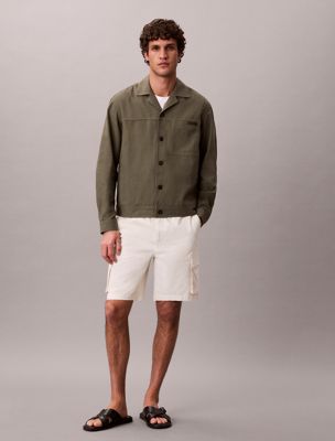 white comfort cotton cargo shorts for men calvin klein jeans