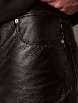 black paper leather short for men calvin klein