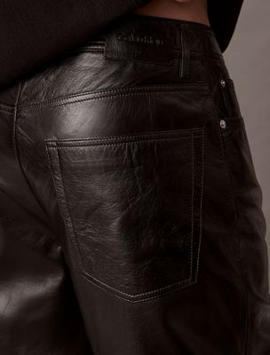 black paper leather short for men calvin klein