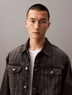 black fog 90's denim jacket for men calvin klein jeans