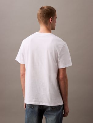 brilliant white varsity logo crewneck tee for men calvin klein jeans