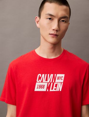 red classic sport logo t-shirt for men calvin klein jeans