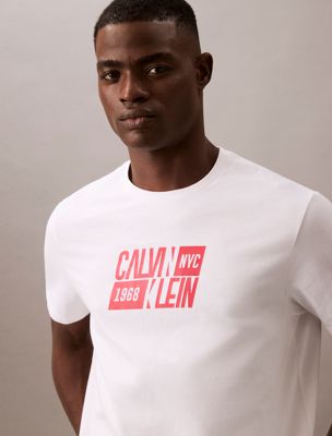 brilliant white classic sport logo t-shirt for men calvin klein jeans