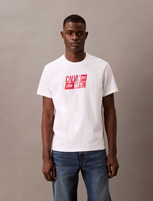 white classic sport logo t-shirt for men calvin klein jeans