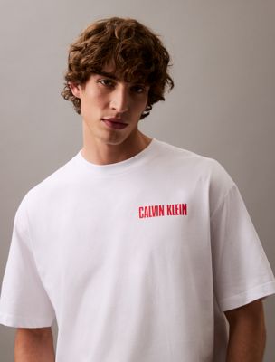 brilliant white heavy jersey logo t-shirt for men calvin klein jeans