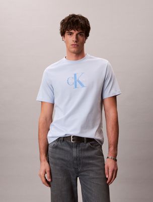 blue monogram logo t-shirt for men calvin klein jeans
