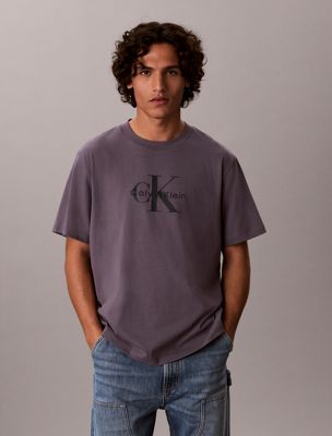 grey monogram logo t-shirt for men calvin klein jeans