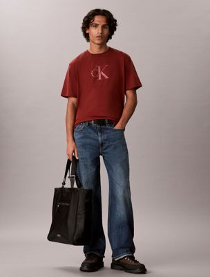 red monogram logo t-shirt for men calvin klein jeans