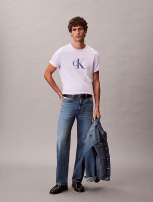 grey monogram logo t-shirt for men calvin klein jeans