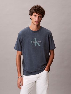 t-shirt avec logo monogramme blue pour hommes calvin klein jeans