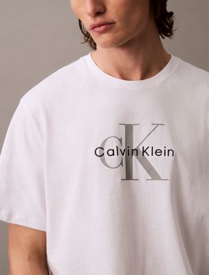 brilliant white monogram t-shirt for men calvin klein jeans