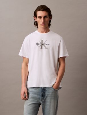 white monogram t-shirt for men calvin klein jeans