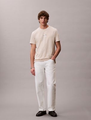 beige monogram logo t-shirt for men calvin klein jeans