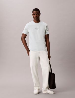 green monogram logo t-shirt for men calvin klein jeans