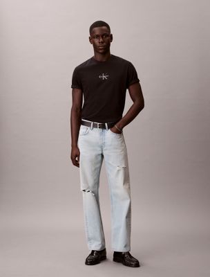 black monogram logo t-shirt for men calvin klein jeans