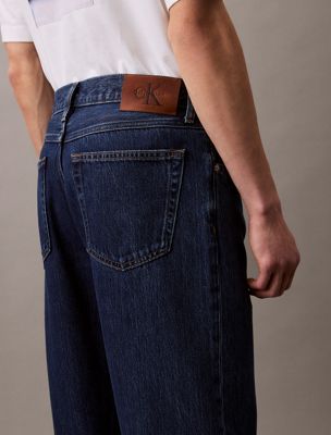 dark blue stone straight 90s jeans for men calvin klein