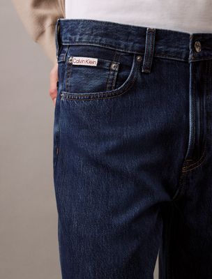 dark blue stone straight 90s jeans for men calvin klein