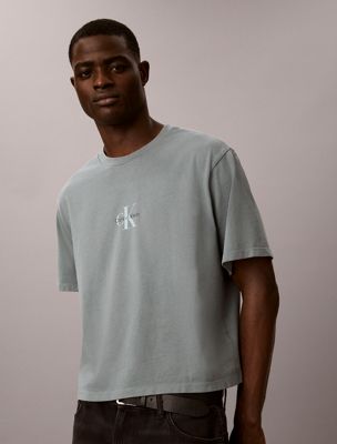 grey lässiges monogramm-t-shirt für herren - calvin klein jeans