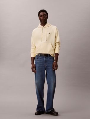 yellow lässiger hoodie aus baumwoll-frottee für herren - calvin klein jeans