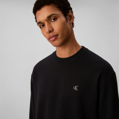 black relaxed cotton monogram jumper for men calvin klein jeans