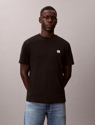 black classic waffle t-shirt for men calvin klein jeans