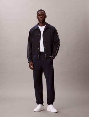 blue relaxed cotton terry joggers for men calvin klein jeans