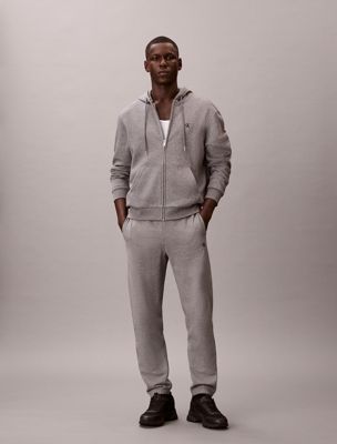 grey relaxed cotton terry joggers for men calvin klein jeans