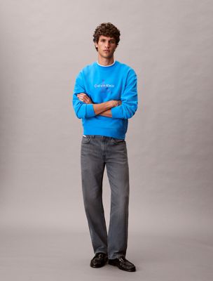 blue oversized monogram sweatshirt for men calvin klein jeans
