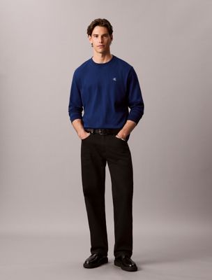 t-shirt con monogramma dal taglio relaxed blue da uomini calvin klein jeans