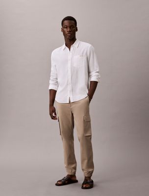 brown comfort cotton skinny cargo pants for men calvin klein jeans