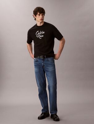 t-shirt relaxed avec logo graphique script black pour hommes 