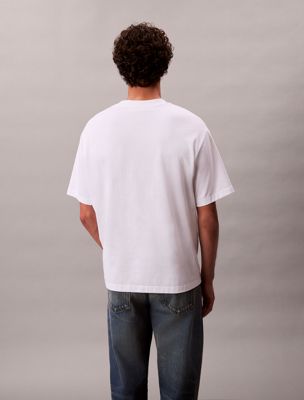 t-shirt relaxed avec logo graphique script brilliant white pour hommes 