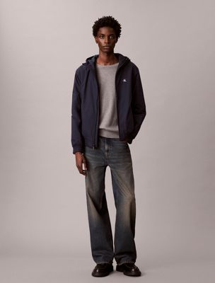 blue hooded ripstop jacket for men calvin klein jeans