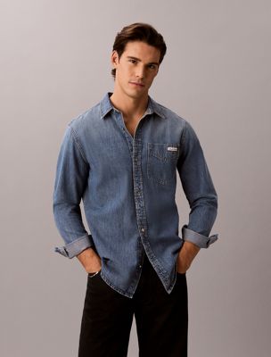 blue classic denim shirt for men calvin klein jeans