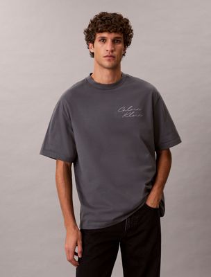 t-shirt relaxed avec logo script grey pour hommes 