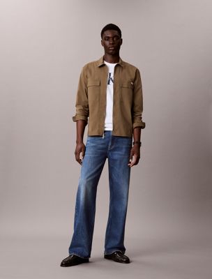 surchemise zippée en coton et nylon yellow pour hommes calvin klein jeans