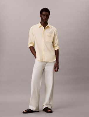 yellow lässiges t-shirt aus oxford-baumwolle für herren - 