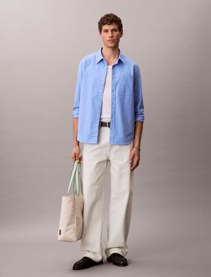 blue oxford-baumwollhemd für herren - 