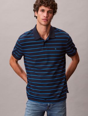 blue striped pique polo shirt for men calvin klein jeans