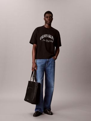 black lässiges varsity-logo-t-shirt für herren - 